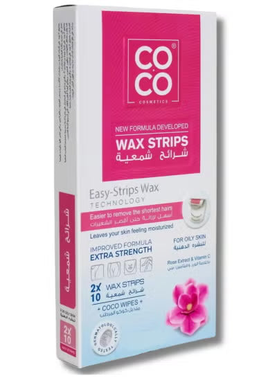 Coco Wax Rose Wax Strips for Oily Skin, 10 Pieces