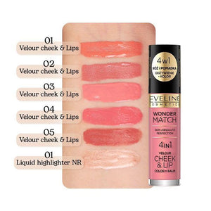 Eveline Wonder Match 4 In 1 Velour Cheek & Lip 02
