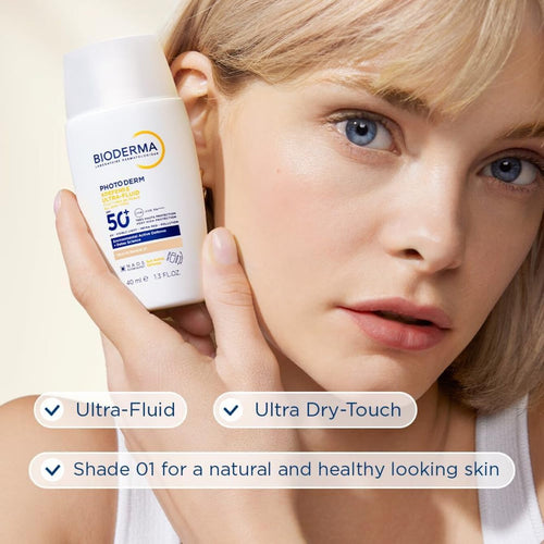 BIODERMA Photoderm Xdefense Ultra-Fluid SPF 50+ Detox Sunscreen & Makeup Base, Shade 01 - 40ml