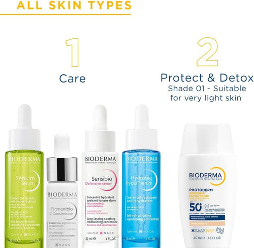 BIODERMA Photoderm Xdefense Ultra-Fluid SPF 50+ Detox Sunscreen & Makeup Base, Shade 01 - 40ml