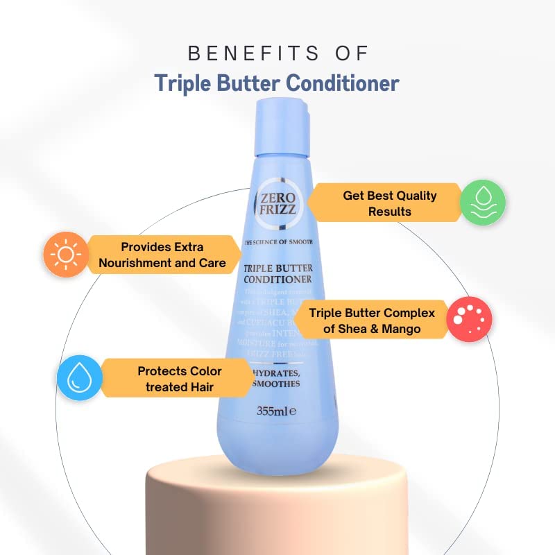 Zero Frizz Triple Butter Conditioner Hydrates Smoothes 355 Ml