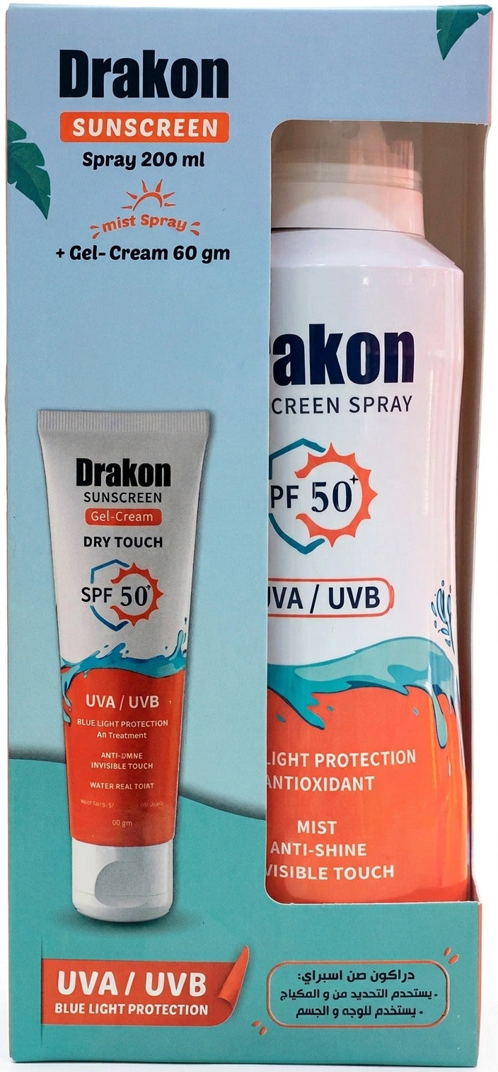 Drakon Sunscreen Set of Sunscreen Spray 200ml+ Drakon Sunscreen Gel 60gm