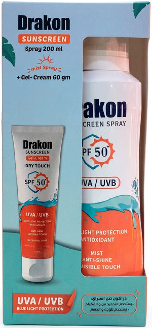 Drakon Sunscreen Set of Sunscreen Spray 200ml+ Drakon Sunscreen Gel 60gm