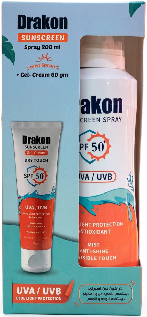 Drakon Sunscreen Set of Sunscreen Spray 200ml+ Drakon Sunscreen Gel 60gm