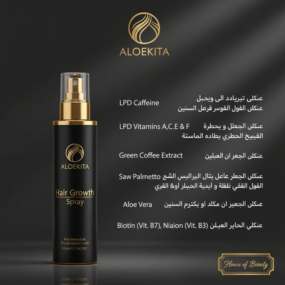Aloekita Hair Growth Spray Black 200ml