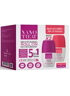 Nano treat whitening roll on sweet peach & rose 1+1 50ml