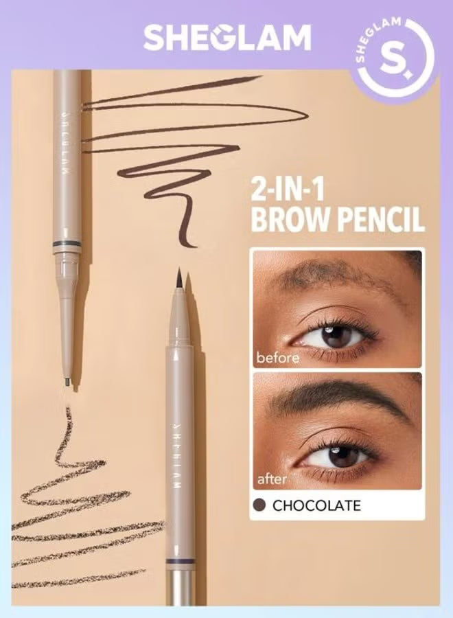 SHEGLAM Brow Crayon 2*1 Eyebrow Pencil Chocolate