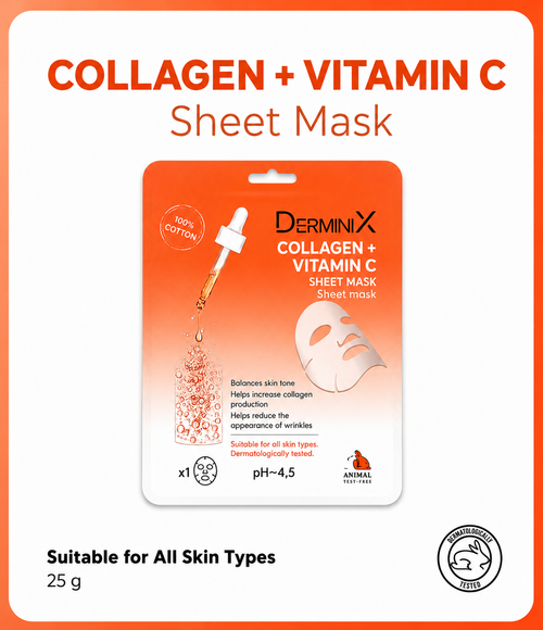 Derminix Collagen and Vitamin C Sheet Mask 25g