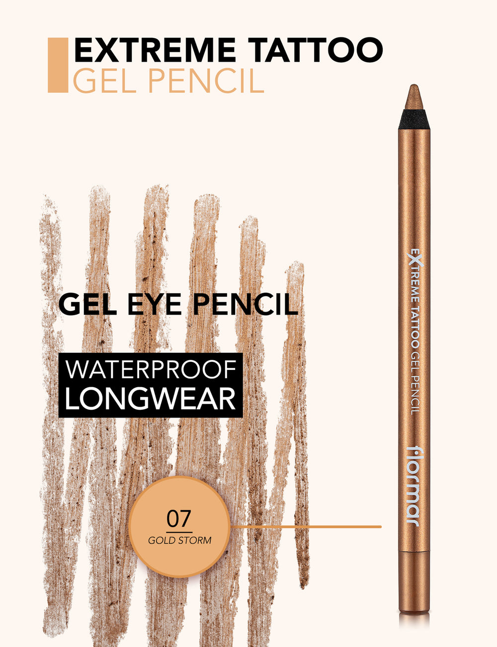 Flormar Extreme Tattoo No. 07 Gold Storm