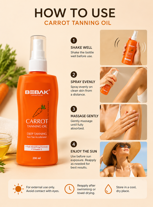 Bebak Tanning Oil Spray with Carrot Extract 200ml