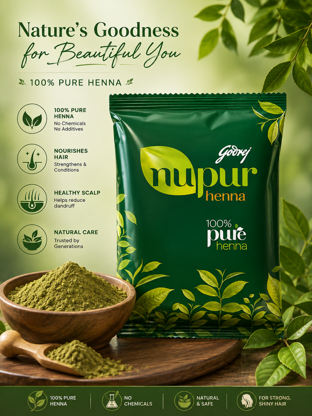 GODREJ NUPUR HENNA 100% Pure Henna 150G