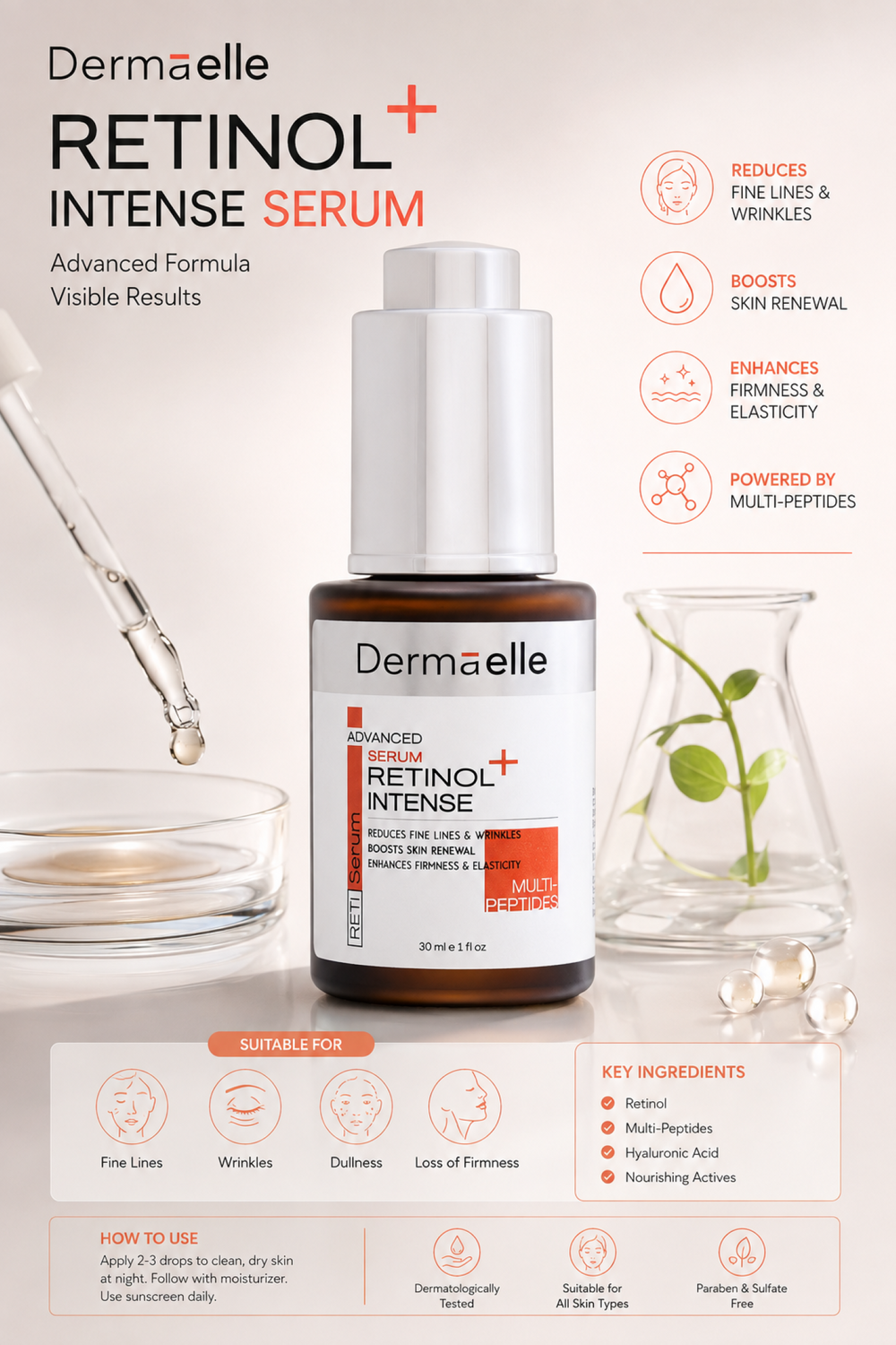 Dermaelle Advanced Retinol Multi-Peptides Serum 30ml