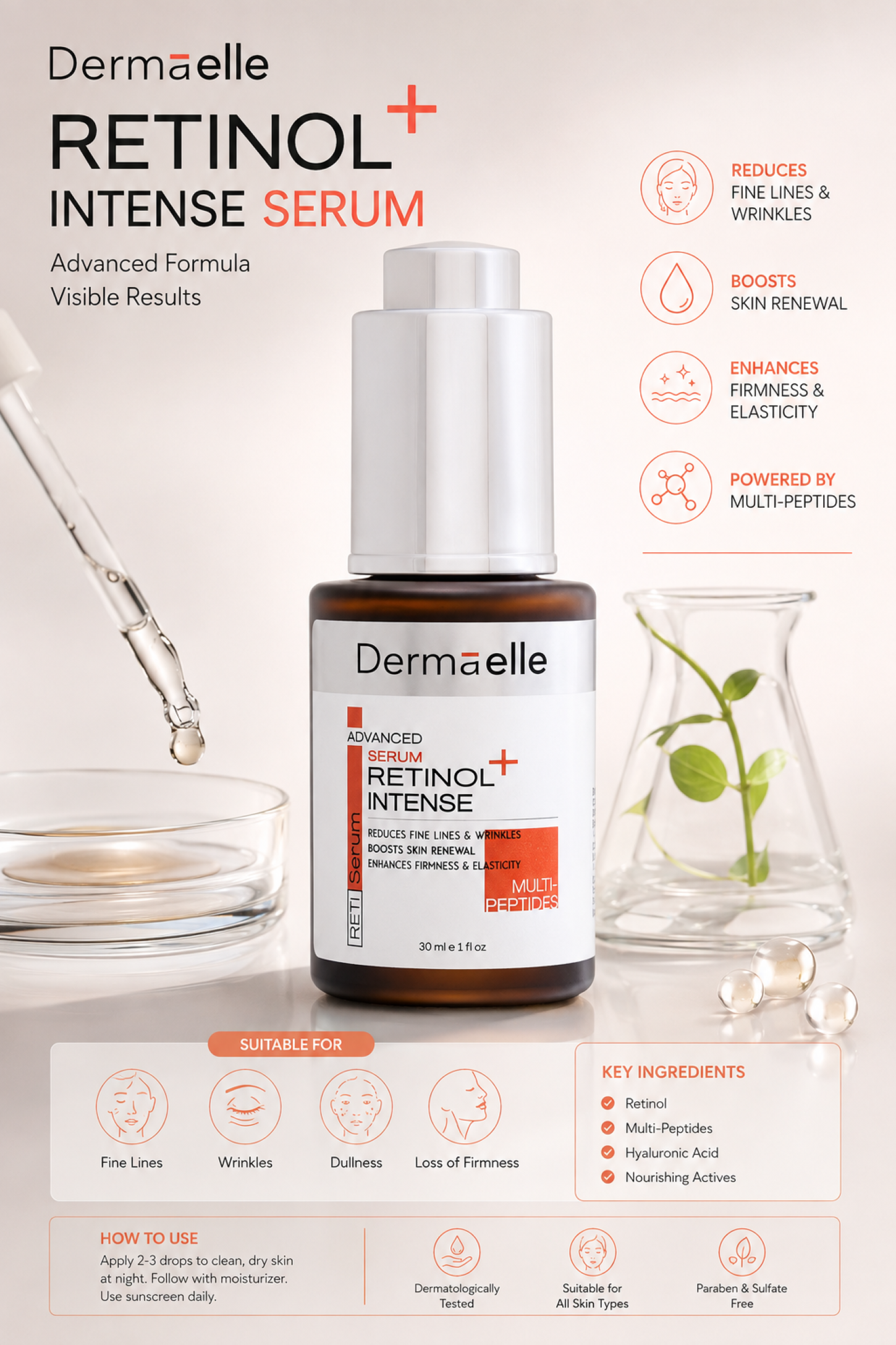 Dermaelle Advanced Retinol Multi-Peptides Serum 30ml