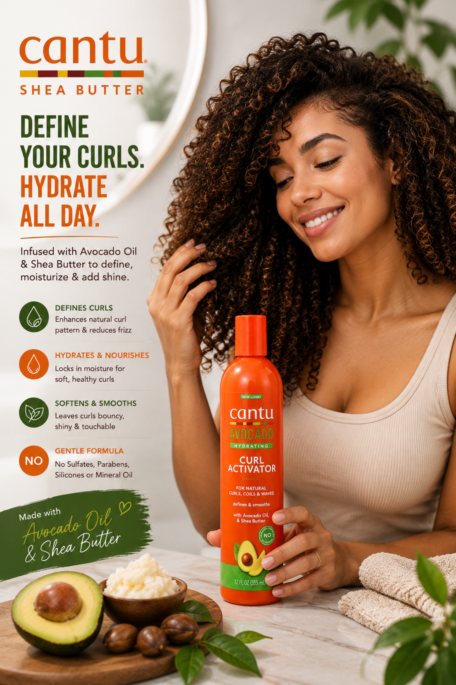 Cantu Avocado Hydrating Curl Activator 355 ml