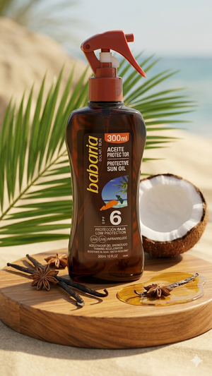BABARIA بخاخ زيت الوقاية من الشمس SPF 6 300 مل