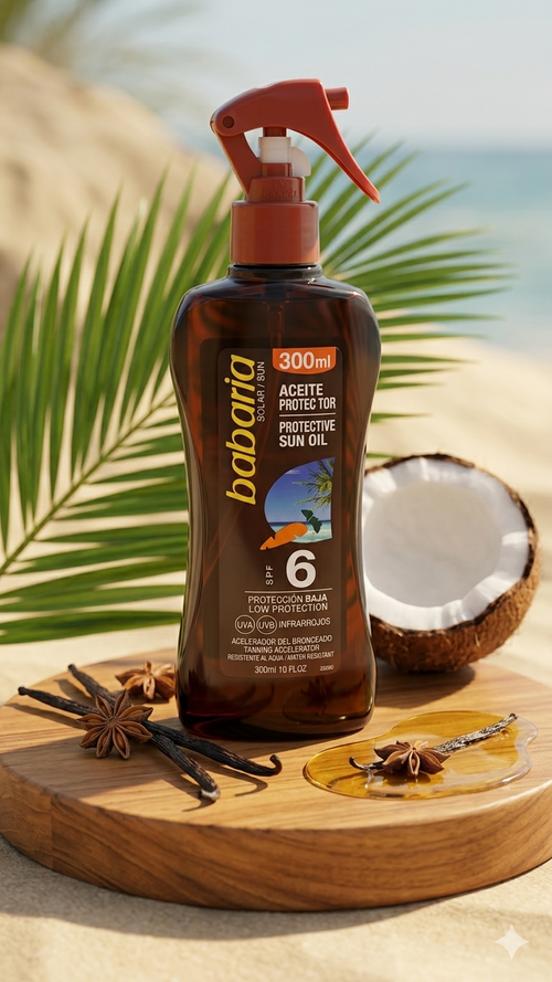 BABARIA بخاخ زيت الوقاية من الشمس SPF 6 300 مل