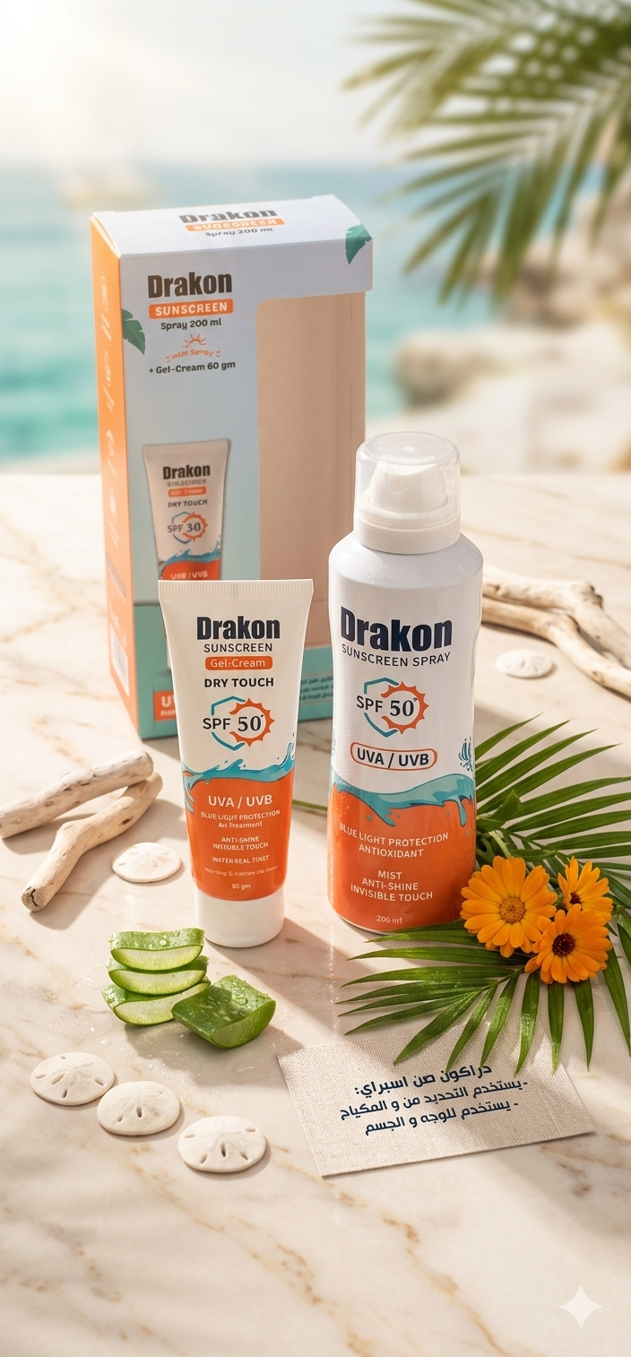 Drakon Sunscreen Set of Sunscreen Spray 200ml+ Drakon Sunscreen Gel 60gm