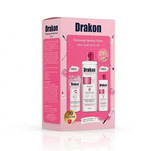 Drakon Whitening Micellar Water 500ML + gift 100ML +20 cotton makeup pads