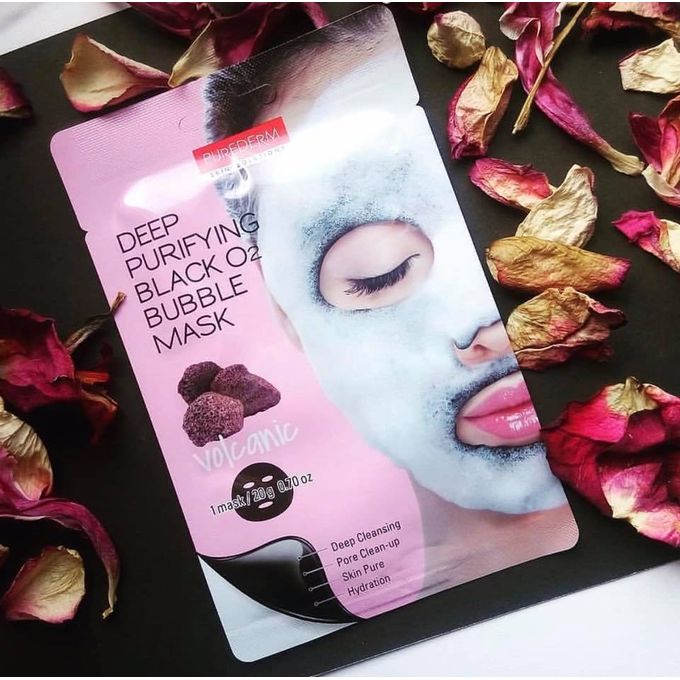 PUREDERM Deep Purifying Black O2 Bubble Mask Volcanic