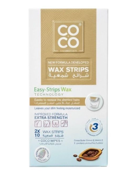 Coco Wax Strips Almond Cocoa &amp; Vitamin E 10 Pieces
