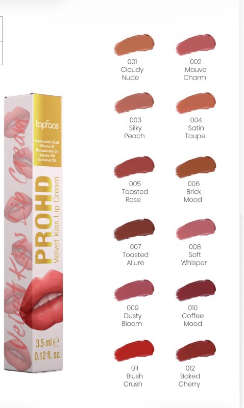 Top Face Pro Hd Velvet Kiss Lip Cream 002