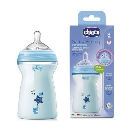Chicco Natural Feeling  6M Baby Bottle Blue 330 Ml