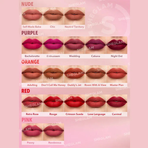 SHEGLAM Matte Allure Lipstick - Peony (4g)